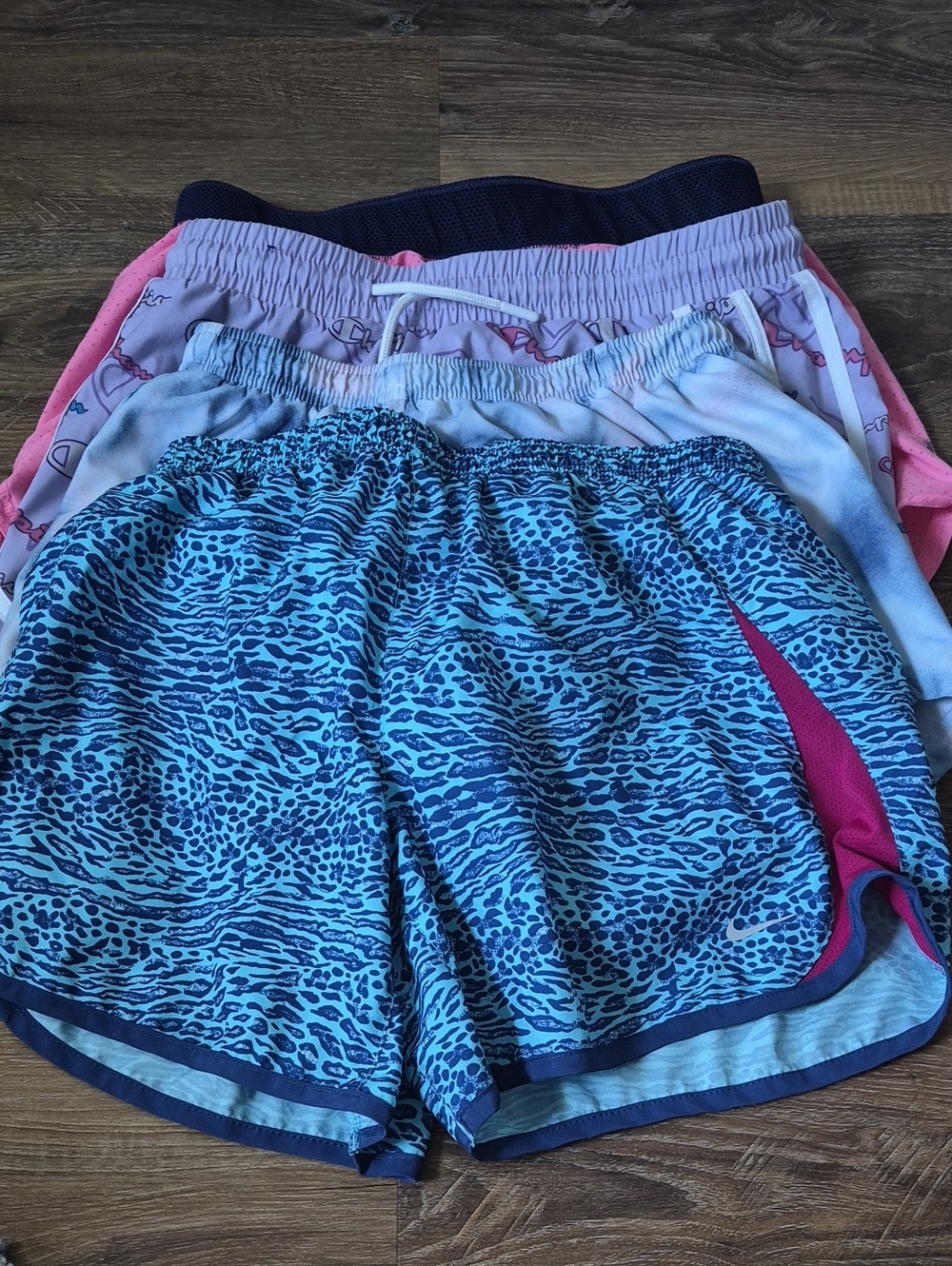 LOT OF 4 Girls Athletic Running Shorts Adidas Nike Champion Reebok L / XL 12-16